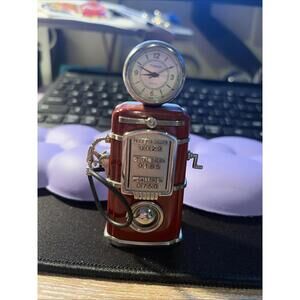 Vintage Timex Red Gas Pump Collectible Mini Clock Needs Battery